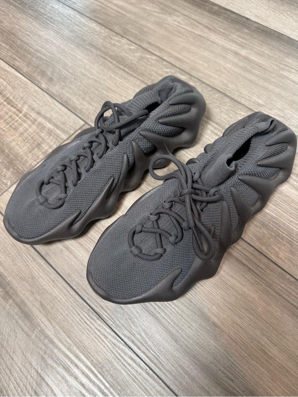 Yeezy Men's Dark Brown/Gray Knit Sneakers